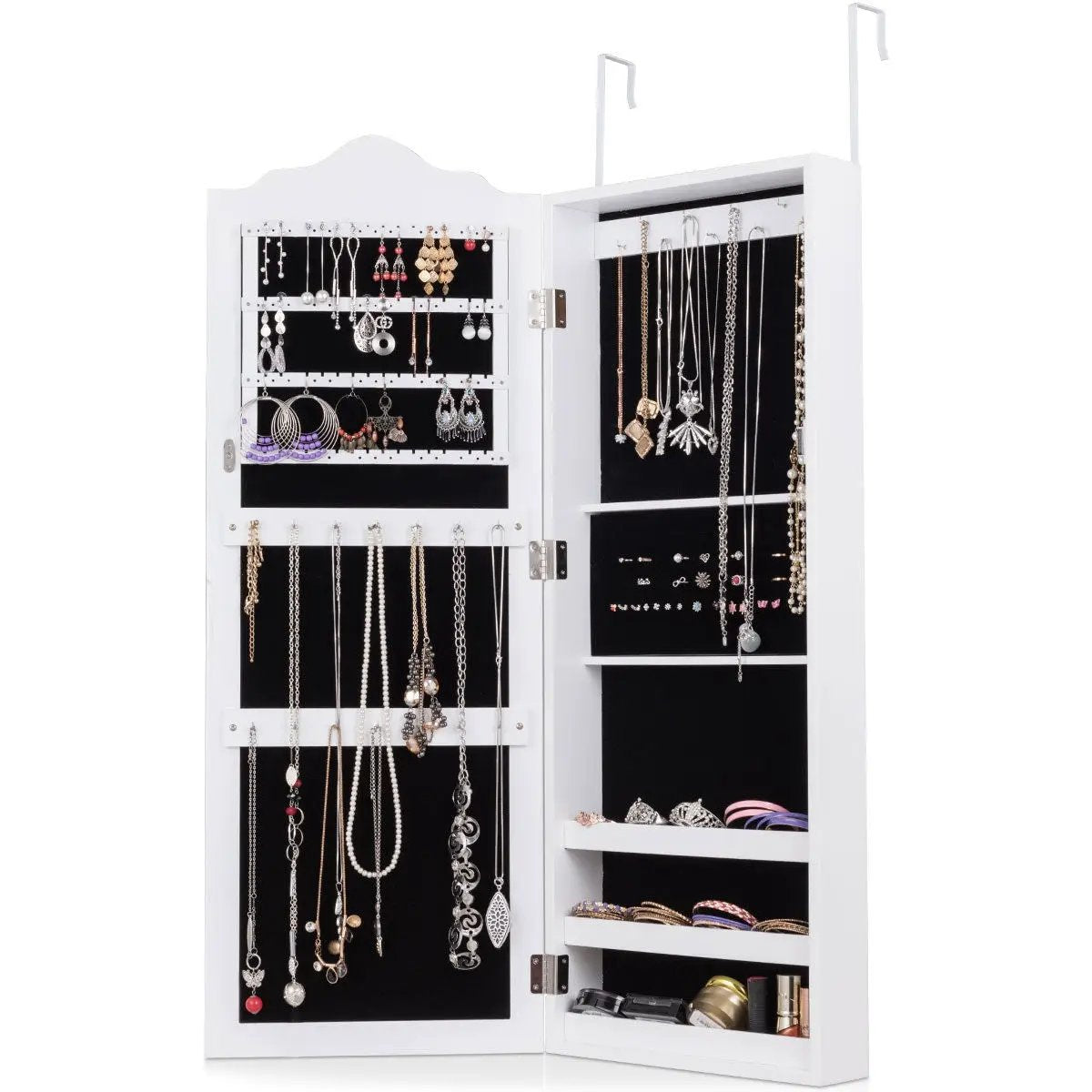 Wall Mounted Mirrored Jewelry Armoire Storage Organizer by DirectDeals