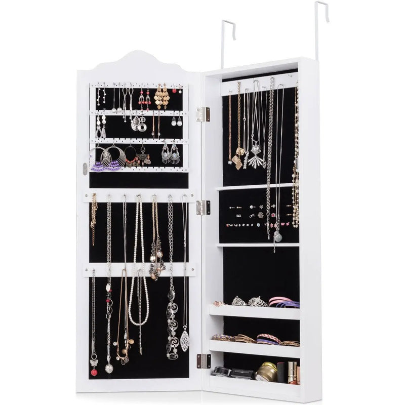 Wall Mounted Mirrored Jewelry Armoire Storage Organizer by DirectDeals