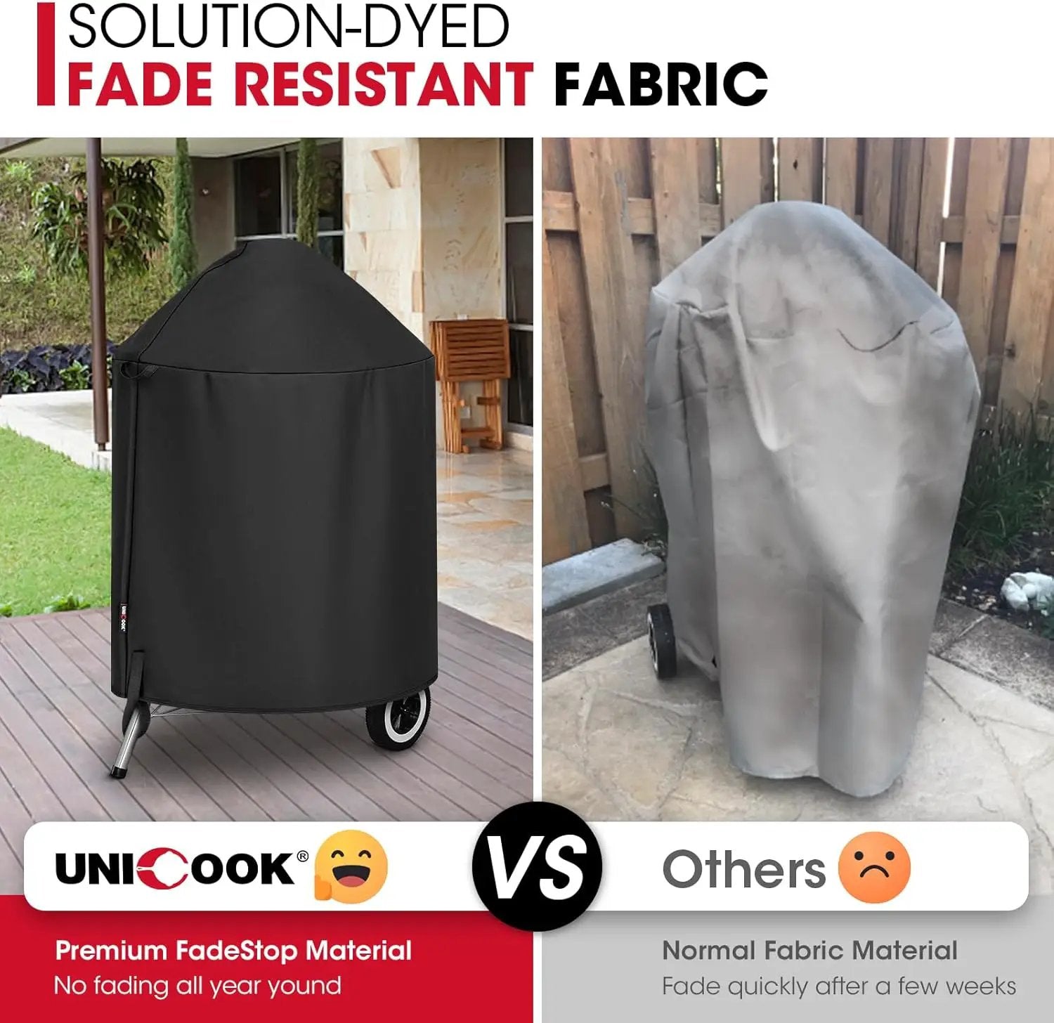 Unicook Round Kettle Grill Cover Compatible with Weber 22 Inch Charcoal Grill, Heavy Duty Waterproof Fade Resistant Small Smoker Cover, All Weather Protection by GreenHaven Gardens