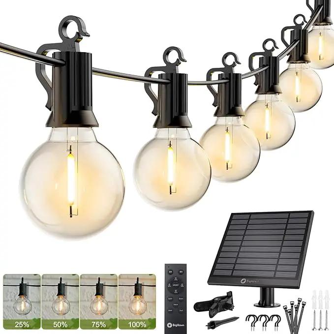 Brightown 58FT Solar String Lights Outdoor with Remote Cable Ties and Hooks, Commercial Grade Patio Lights with 26 LED Shatterproof Bulbs, 3 Light Modes Hanging Light for Backyard Party Decor by GreenHaven Gardens