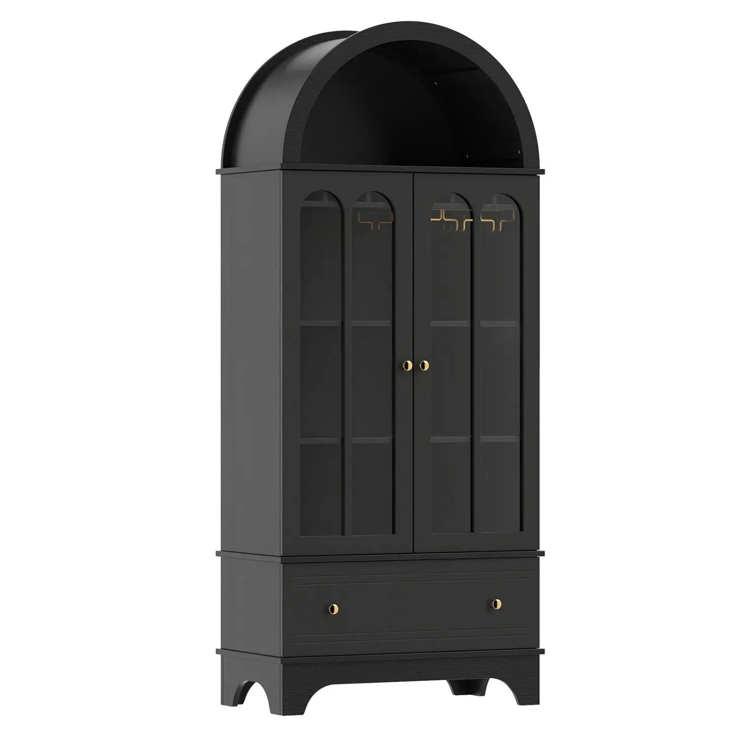 71.5" Arched Cabinet with Glass Doors and Wine Rack by DirectDeals