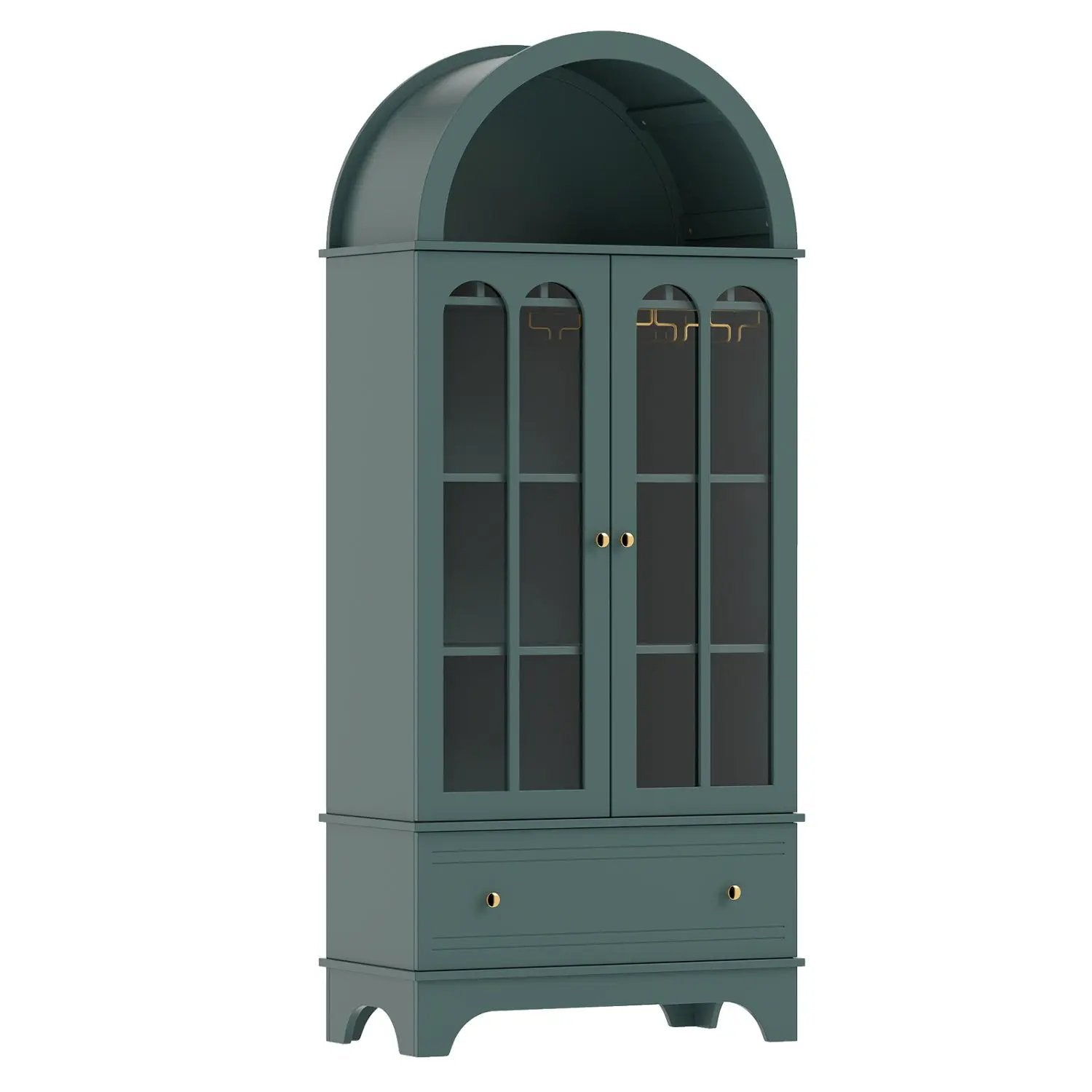 71.5" Arched Cabinet with Glass Doors and Wine Rack by DirectDeals