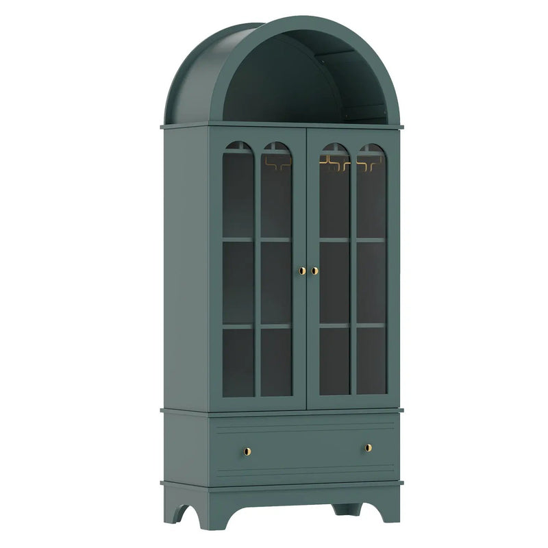 71.5" Arched Cabinet with Glass Doors and Wine Rack by DirectDeals