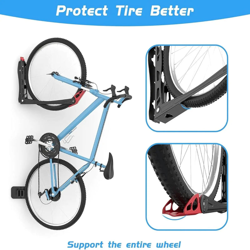 WALMANN BIKEPAL No Lifting Wall Mounted Swivel Bike Rack, Bike Wall Hangers for Garage Space Saving Vertical Bike Storage(1 Pack) by GreenHaven Gardens