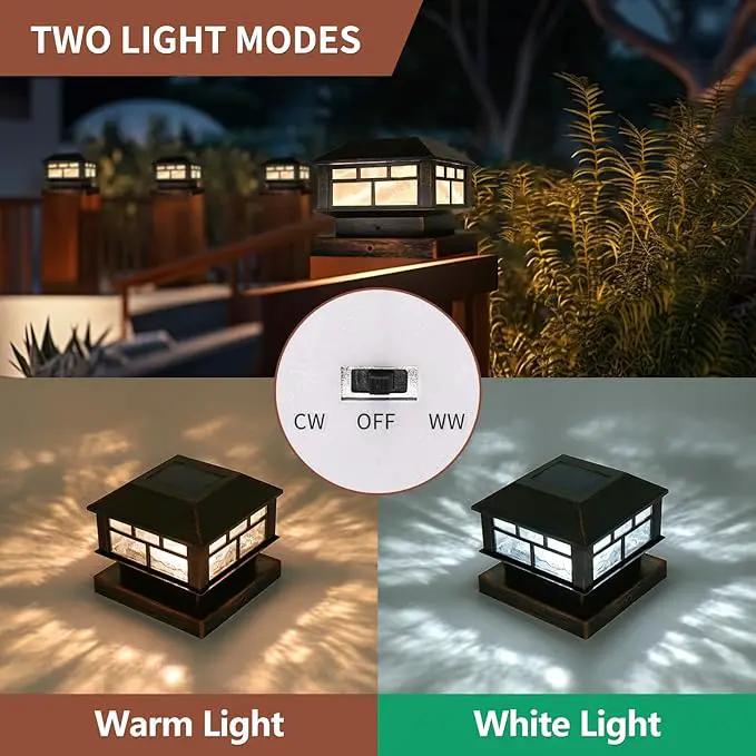 Solar Post Lights Outdoor, 20LM Fence Post Cap Lights, Waterproof, 2 Light Modes, Fit 3.5x3.5in 4x4in 5x5in Wooden Post, Solar Power Deck Lights for Garden Deck Patio Decoration(Bronze 4Pack) by GreenHaven Gardens