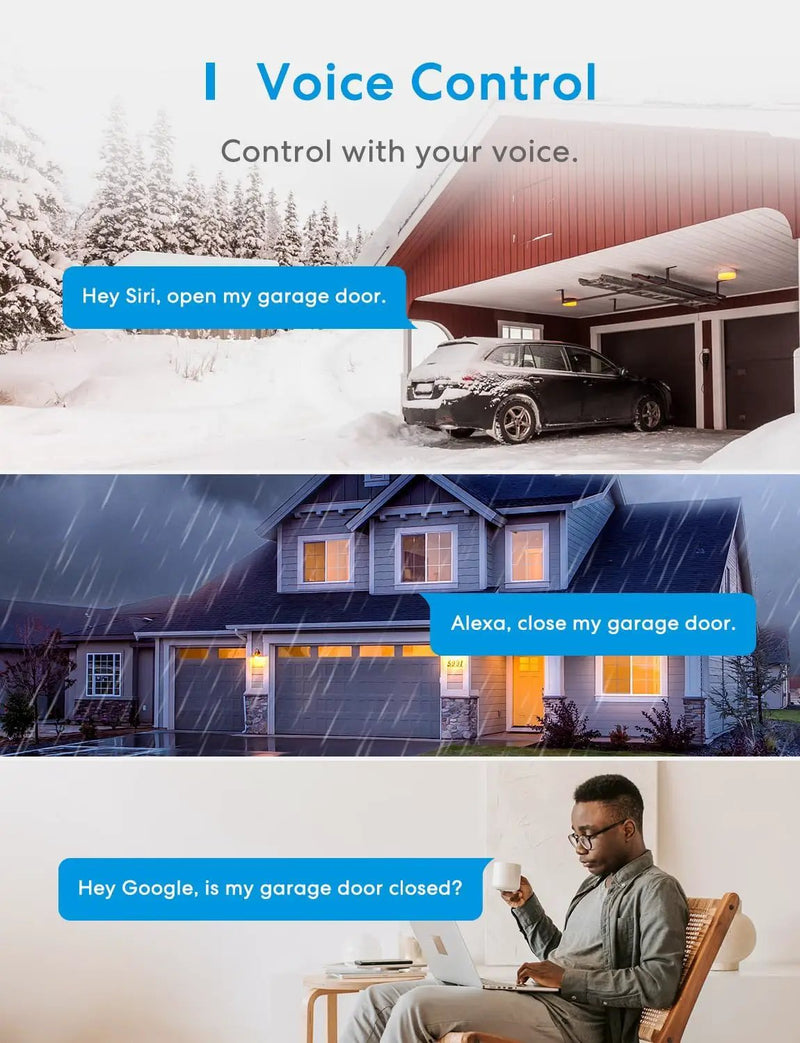 meross Smart Garage Door Opener Remote with External Antenna, Up to 3 Single Doors, Compatible with Apple HomeKit, Amazon Alexa, Google Assistant, SmartThings, App Control, No Hub Needed by GreenHaven Gardens