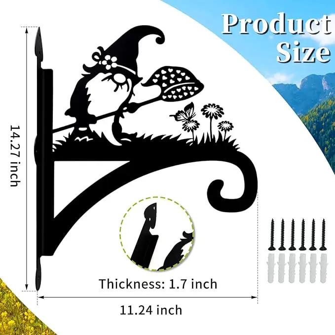 Plant Hangers Outdoor Heavy Duty Iron Decorative Gnome Silhouette Pot Hangers for Plants 11 inch Hanging Plant Bracket Wall Plant Hanger for Bird Feeder Flower Pot Lantern Wind Chimes by GreenHaven Gardens