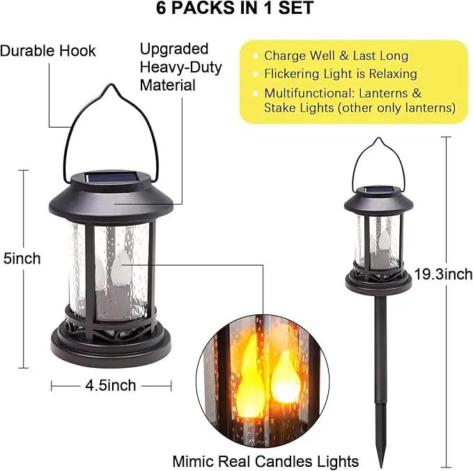 Beautyard Outdoor Solar Candles Lights Flickering Decorative Lantern Stake Lighting for Garden, Backyard, Lawn, Pathway, Patio Accessories and Decor ( 6 Pack , Black )… by GreenHaven Gardens