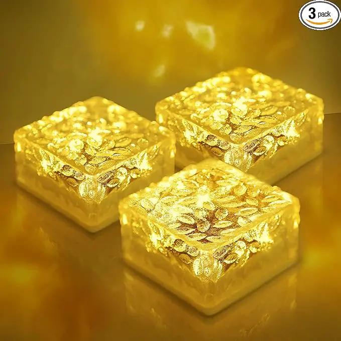Solar Brick Lights, Outdoor Solar Lights, 4.3 * 4.3in Solar Lights 3 Pieces, Fairy Lights, Solar Brick Landscape Path Light for Garden Decor Outside,Walkway, Patio Decor by GreenHaven Gardens