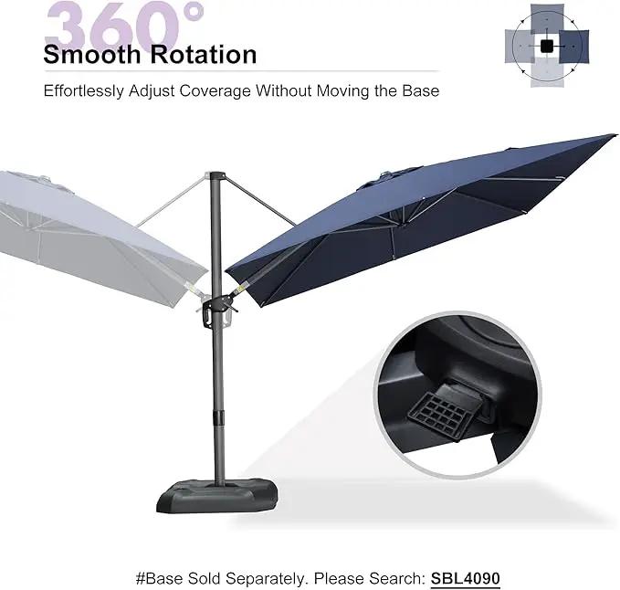 PURPLE LEAF Patio 9 Feet Cantilever Offset Umbrella with Base Outdoor Umbrella with 360-degree Rotation for Garden Deck Pool Patio Navy Blue by GreenHaven Gardens