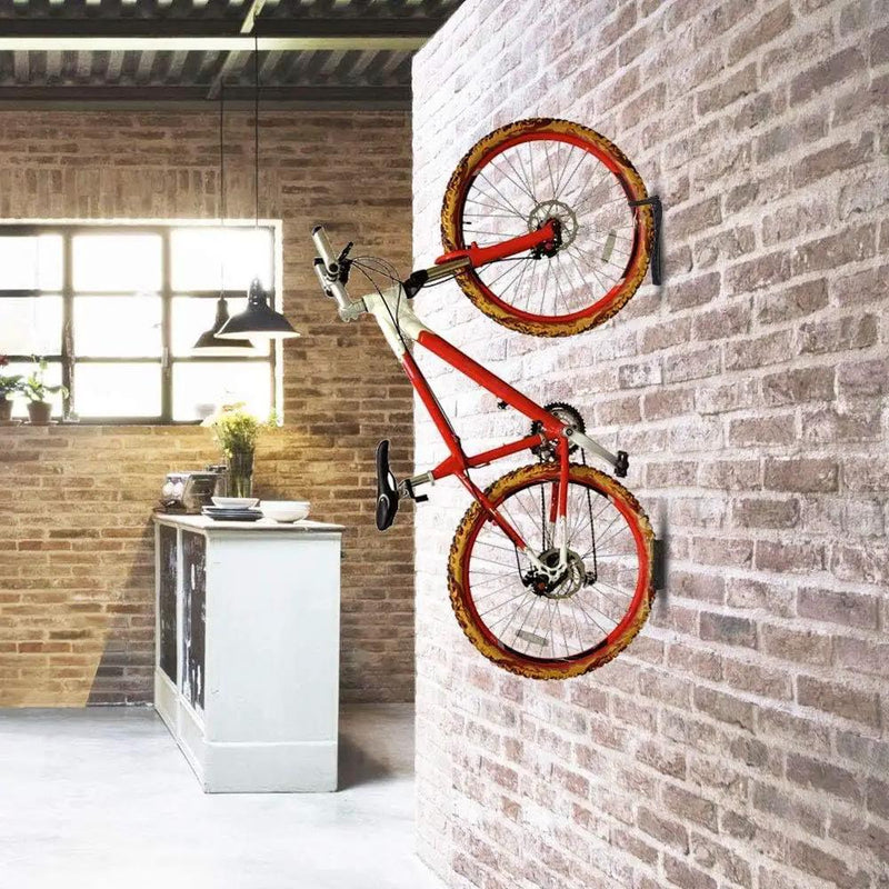 Dirza Bike Wall Mount Rack with Tire Tray - Vertical Bike Storage Rack for Indoor,Garage,Shed - Easy to install - Great for Hanging Road,Mountain or Hybrid Bikes - Screws Included - 2 Pack by GreenHaven Gardens