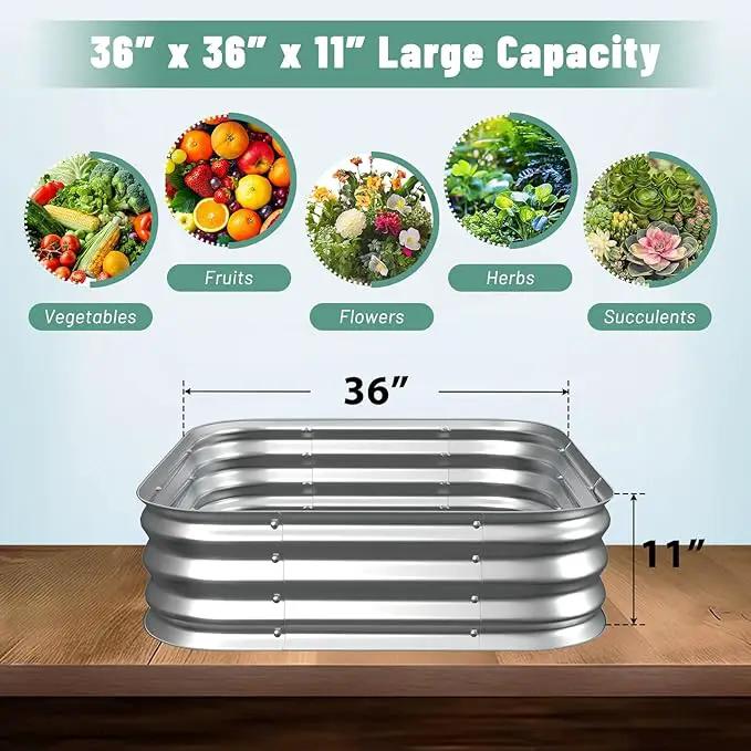 Raised Garden Bed, 3×3×1ft Galvanized Steel Planter Boxes, Heavy Duty Outdoor Raised Garden Bed Planter Kit for Gardening, Rustproof Large Garden Beds for Vegetables, Fruits, Flower Grow by GreenHaven Gardens
