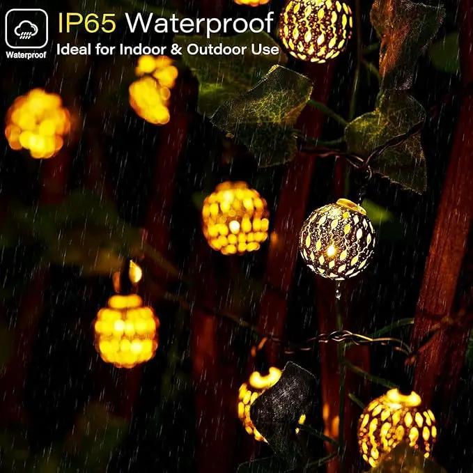Solar Moroccan String Lights Outdoor 60 LED 36 Ft Globe Fairy Lights with 8 Lighting Modes, Waterproof Solar Powered String Lights for Garden Yard Gazebos Camping Party Holiday (Warm White) by GreenHaven Gardens