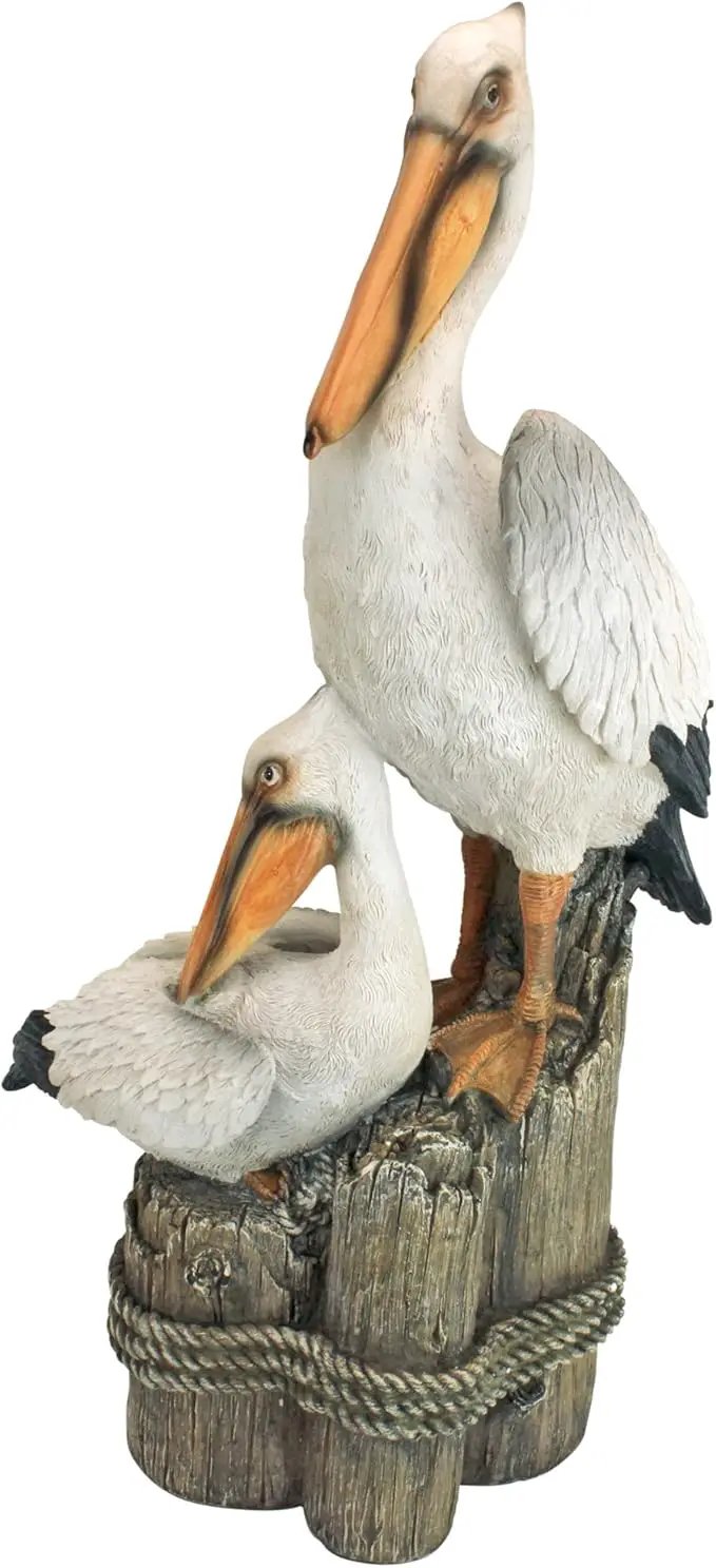 Design Toscano Coastal Decor Ocean's Perch Pelicans Garden Bird Statue, 9 Inch Wide, 24 Inch Tall, Cast Stone Resin, Full Color Finish by GreenHaven Gardens