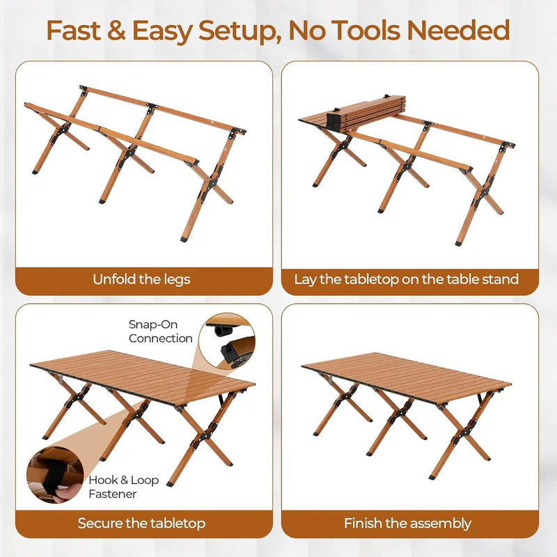 GYMAX Folding Camping Table, Aluminum Roll-Up Picnic Table with Carrying Bag, Portable Low Beach Table for Outdoor Travel, Hiking, Party, BBQ, Backyard by GreenHaven Gardens