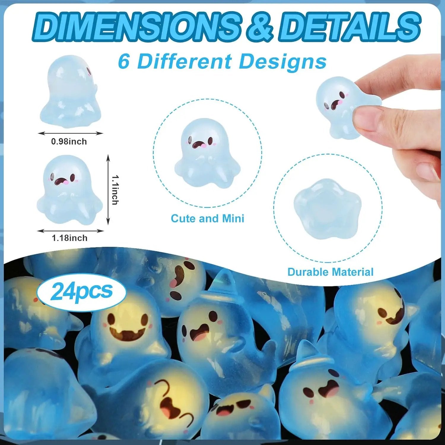 KIMOBER 24PCS Mini Luminous Ghost Miniature Figurines,Assorted Spooky Glow in Dark Resin Ghost Tiny Elf Figures for Fairy Garden Micro Landscape Decor Cake Topper Halloween(Assorted Ghost) by GreenHaven Gardens