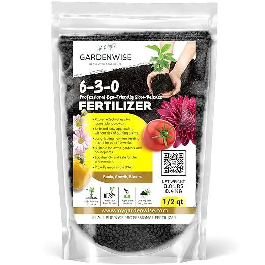 6-3-0 All-Purpose Professional Eco-Friendly Slow-Release Nitrogen Fertilizer with Iron & Calcium,Non-Burning, Enhances Soil Structure,for Indoor&Outdoor Plants,Vegetable Gardens (1/2 QUART) by GreenHaven Gardens