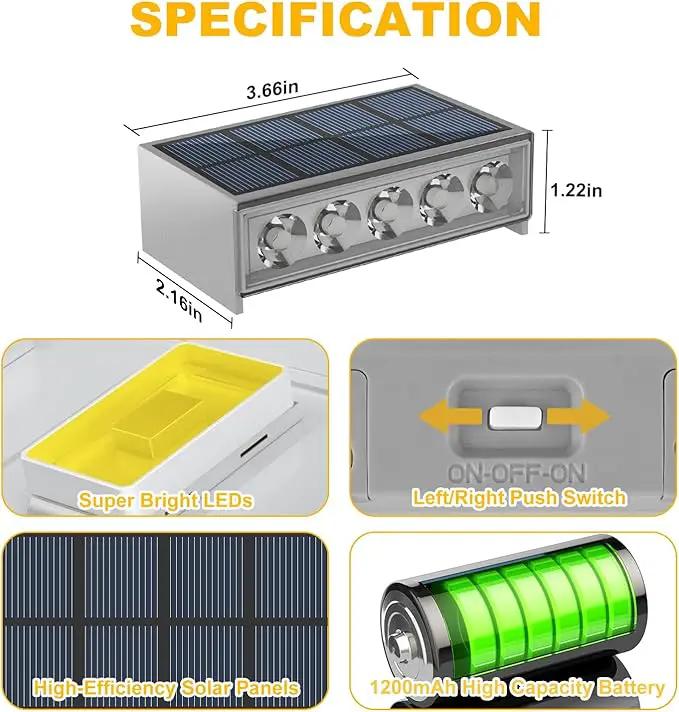 T-SUN Solar Step Light 3000K Solar Stair Lights Outdoor Waterproof LED Step Lights for Outside Stair Deck Pathway Patio Porch Warm White 6 Pack by GreenHaven Gardens