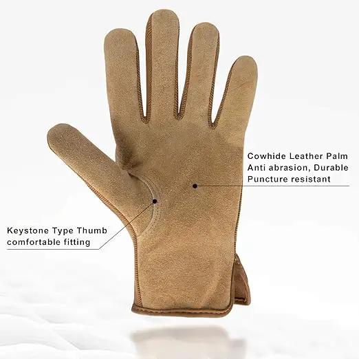 HLDD HANDLANDY 2 Pairs Leather Gardening Gloves for Men, Utility Work Gloves for Gardening, Yardwork, Construction, Mechanics, Great Garden Gifts for Men Women by GreenHaven Gardens