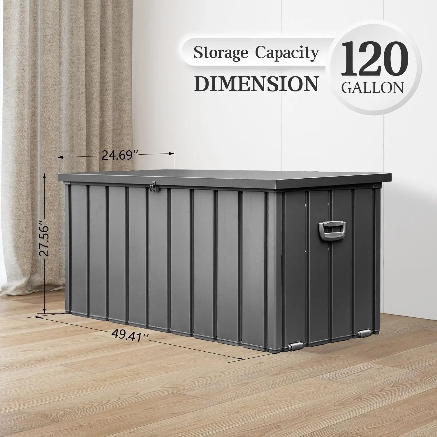 Domi 120-Gallon Outdoor Storage Box – Waterproof, Lockable Storage Cabinet for Patio Furniture, Garden Tools & Pool Supplies – Large Metal Storage for Cushions, Toys & More by GreenHaven Gardens
