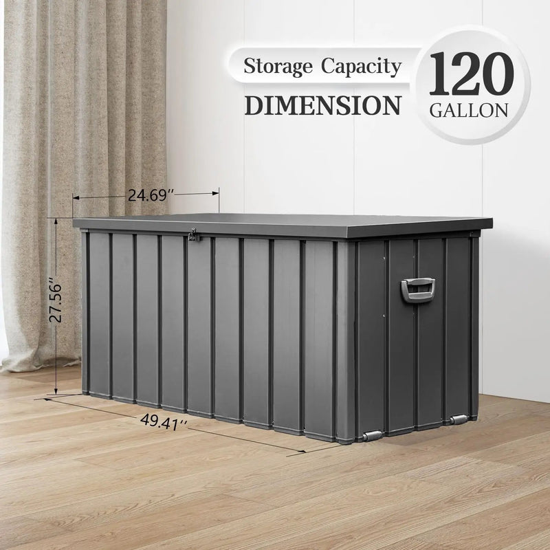 Domi 120-Gallon Outdoor Storage Box – Waterproof, Lockable Storage Cabinet for Patio Furniture, Garden Tools & Pool Supplies – Large Metal Storage for Cushions, Toys & More by GreenHaven Gardens