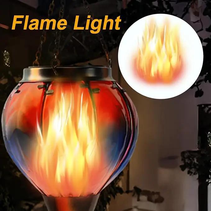 pearlstar Hot Air Balloon Solar Lantern with Flickering Flame Light Outdoor Solar Hanging Lights Waterproof for Garden Yard Farmhouse Patio Pathway Outside Decoration,Glass(Red&Blue) by GreenHaven Gardens