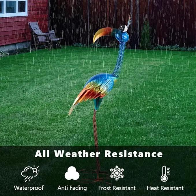 DREAMSOUL 30" Tall Bird Garden Statues Metal Standing Bird Outdoor Statues, 3D Funny Statue for Garden Patio Lawn by GreenHaven Gardens