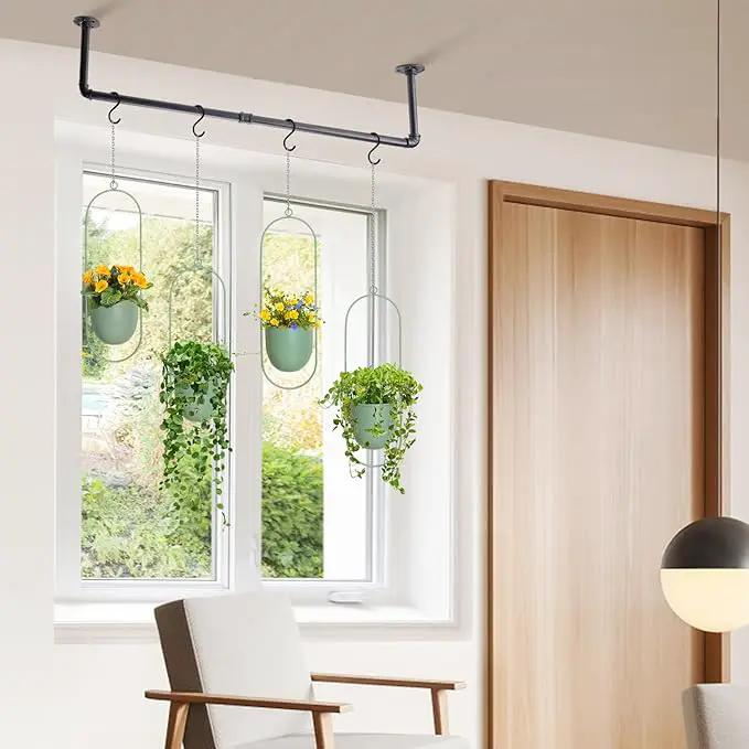 Plant Hanger Indoor, 34.2in Strong Load-Bearing Hanging Plant Holder, Window Plant Rod Black Metal Bar for Wall Ceiling Decor Shelves, 1 Pcs (Pot Chain & Plant Not Included) by GreenHaven Gardens