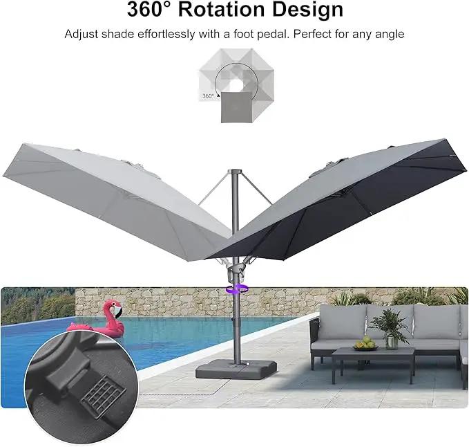 PURPLE LEAF 9' X 12' Left-right Tilting Outdoor Patio Umbrella Swivel Offset Cantilever Heavy Duty Rectangle Aluminum Umbrella with UV Resistant for Deck Pool Patio Backyard, Graphite Grey by GreenHaven Gardens