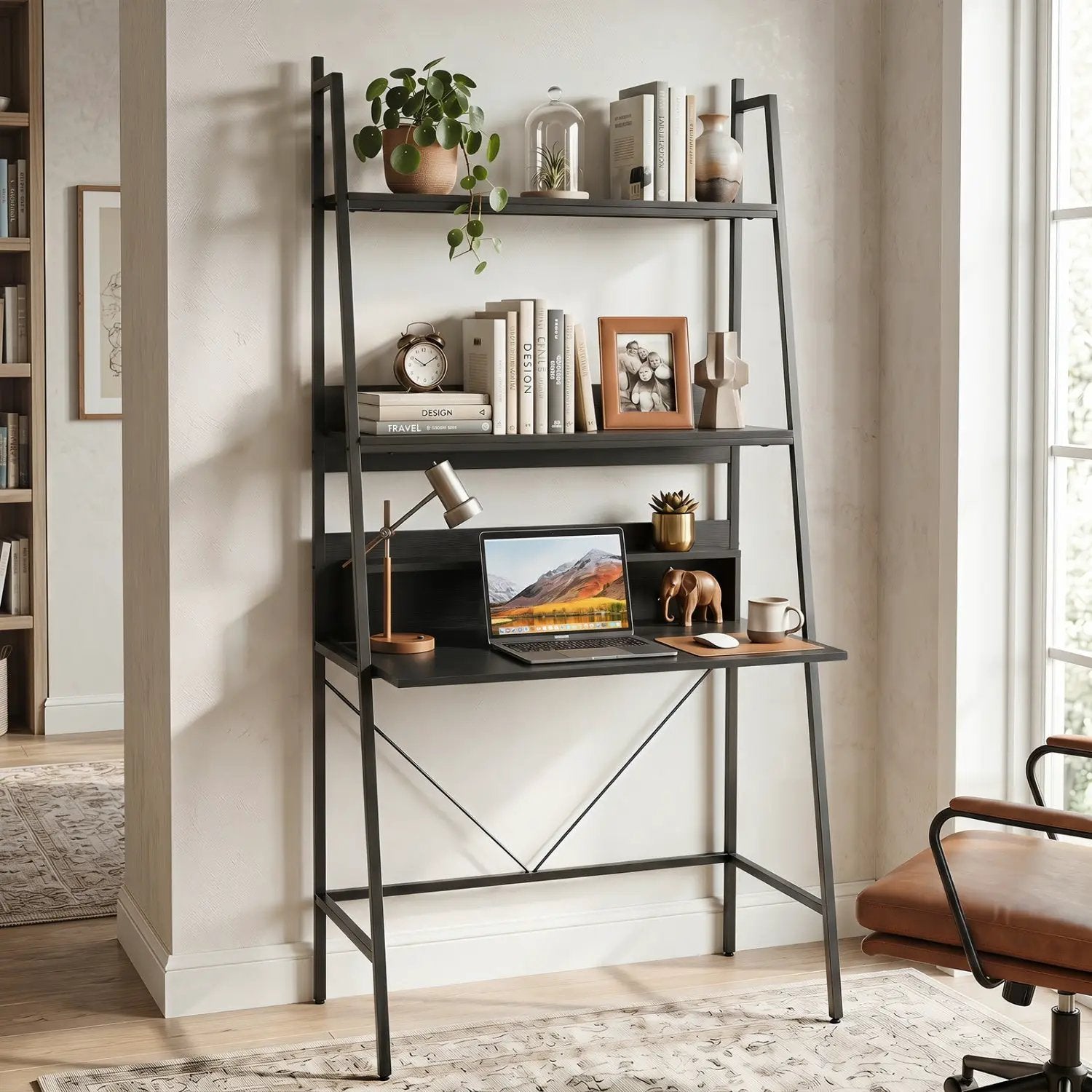 71" Freestanding Laptop Desk with Open Shelves by DirectDeals