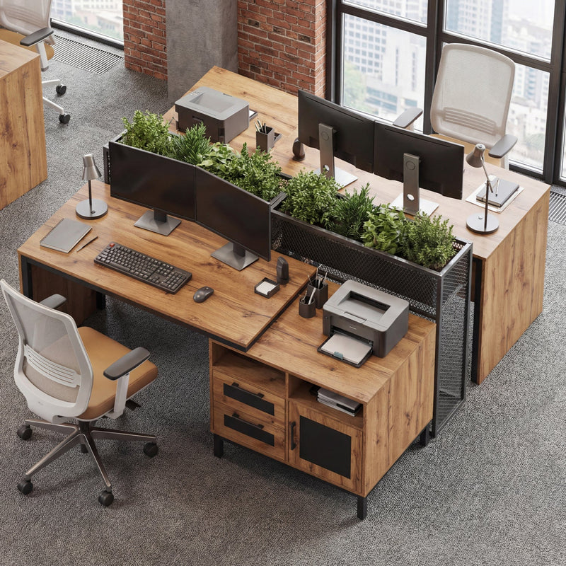 71-Inch Computer Table with Open Compartments and Drawers by DirectDeals