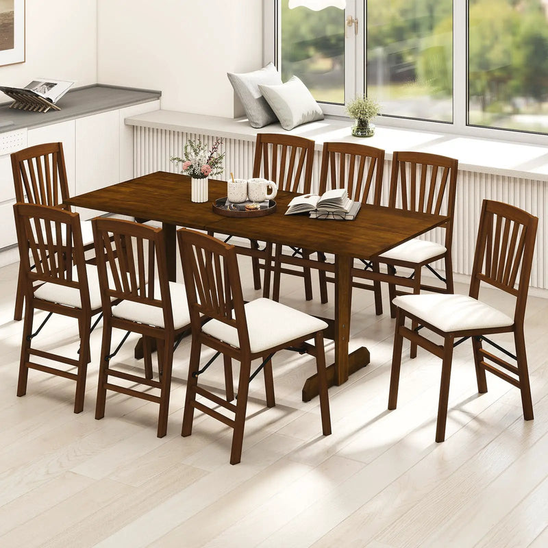 71 Inch Farmhouse Dining Table Wooden Kitchen Table for 6-8 with Rubber Wood Legs-Walnut by DirectDeals