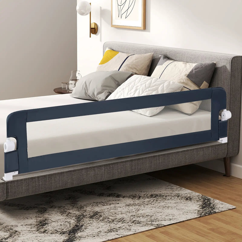 71-Inch Foldable Bed Rail Swing Down Baby Bed Guard Rail with Adjustable Safety Strap by DirectDeals