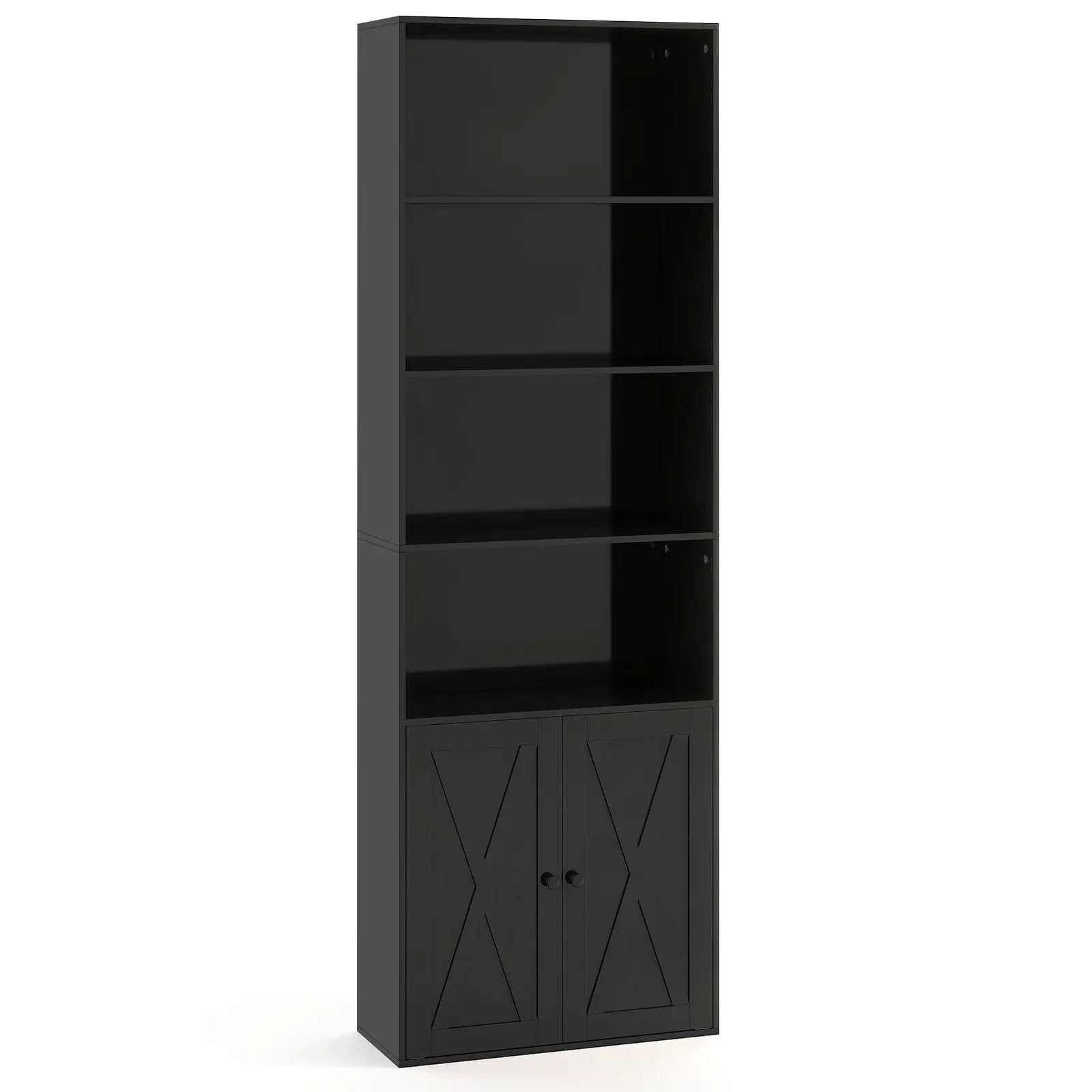 71 Inch Freestanding Bookshelf with 6 Shelves and 2-Door Cabinet by DirectDeals