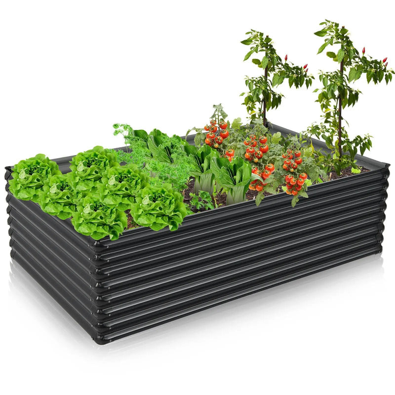 71 Inch Galvanized Metal Raised Garden Bed for Garden Backyard-Dark Gray by DirectDeals