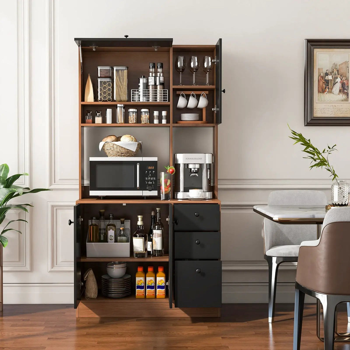 71 Inch Kitchen Pantry with 3 Storage Cabinet and 3 Deep Drawers, photo 2 of 9