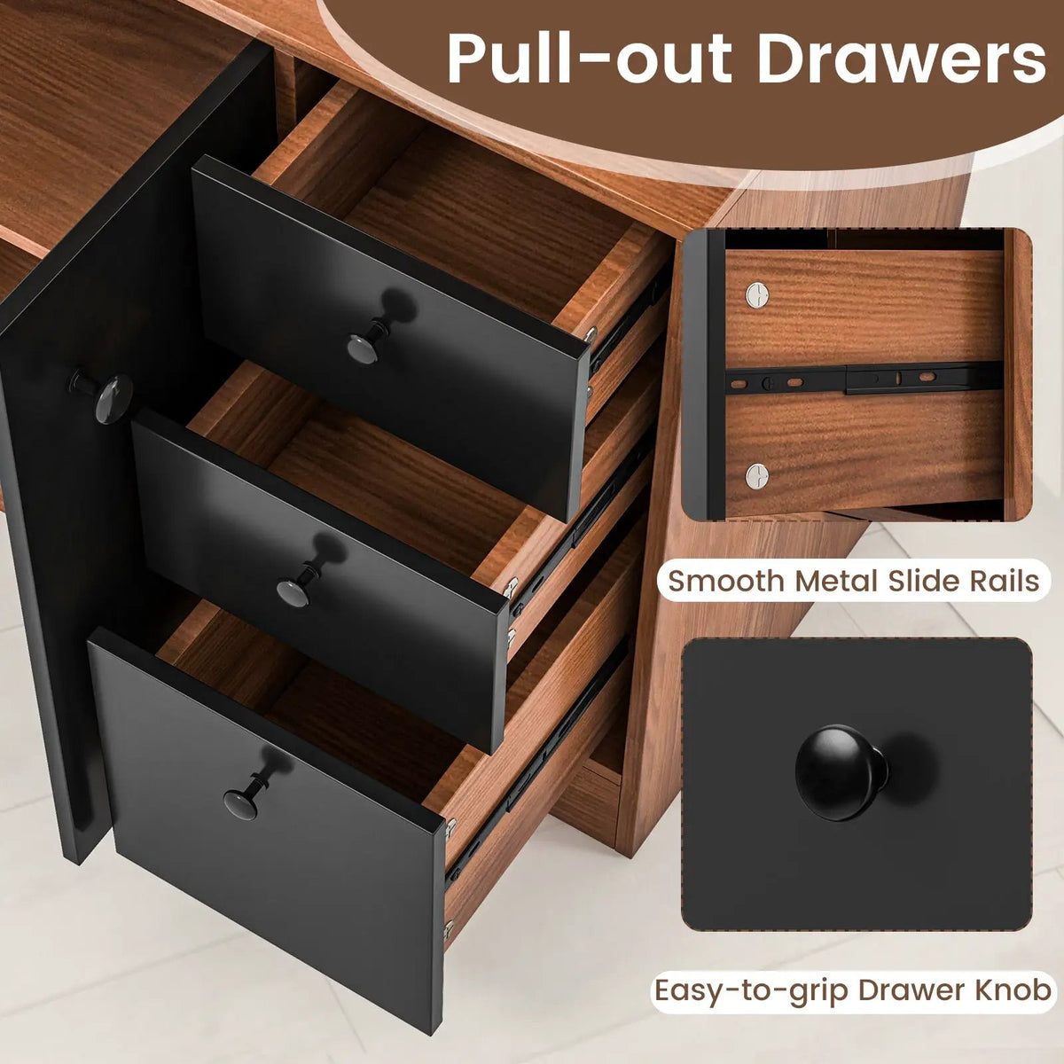 71 Inch Kitchen Pantry with 3 Storage Cabinet and 3 Deep Drawers, photo 8 of 9