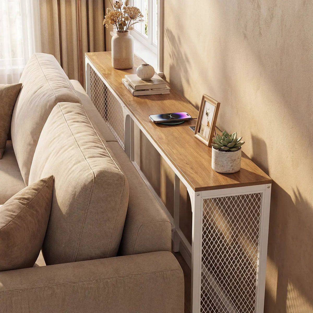 71 Inch Narrow Console Table with Power Outlet for Small Space, photo 3 of 16