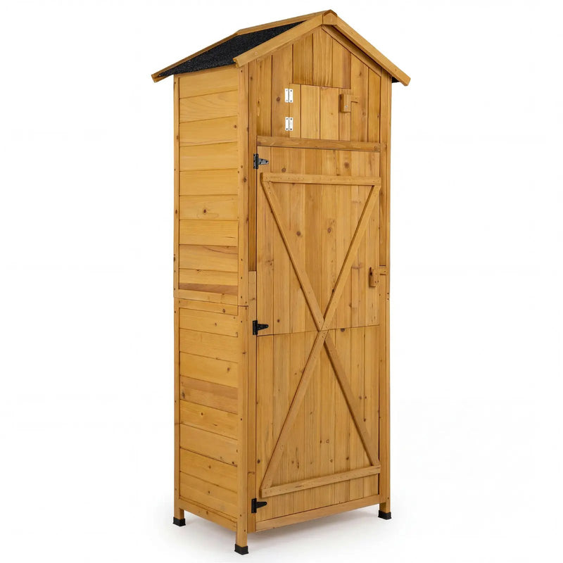 70 Inch Tall Garden Tool Storage Cabinet with Lockable Doors and Foldable Table by DirectDeals
