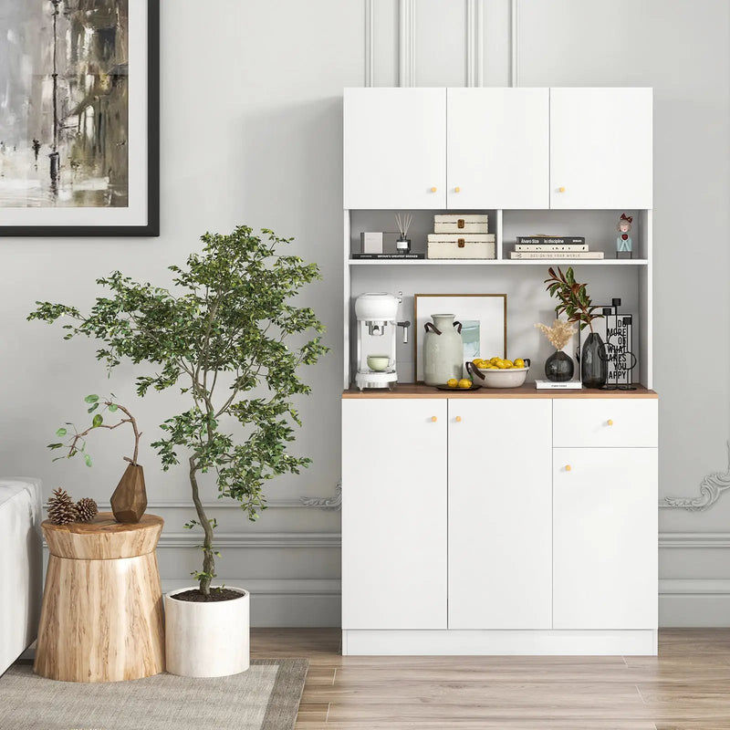 71 Inch Tall Pantry Cabinet with Outlets for Dining Room-White by DirectDeals