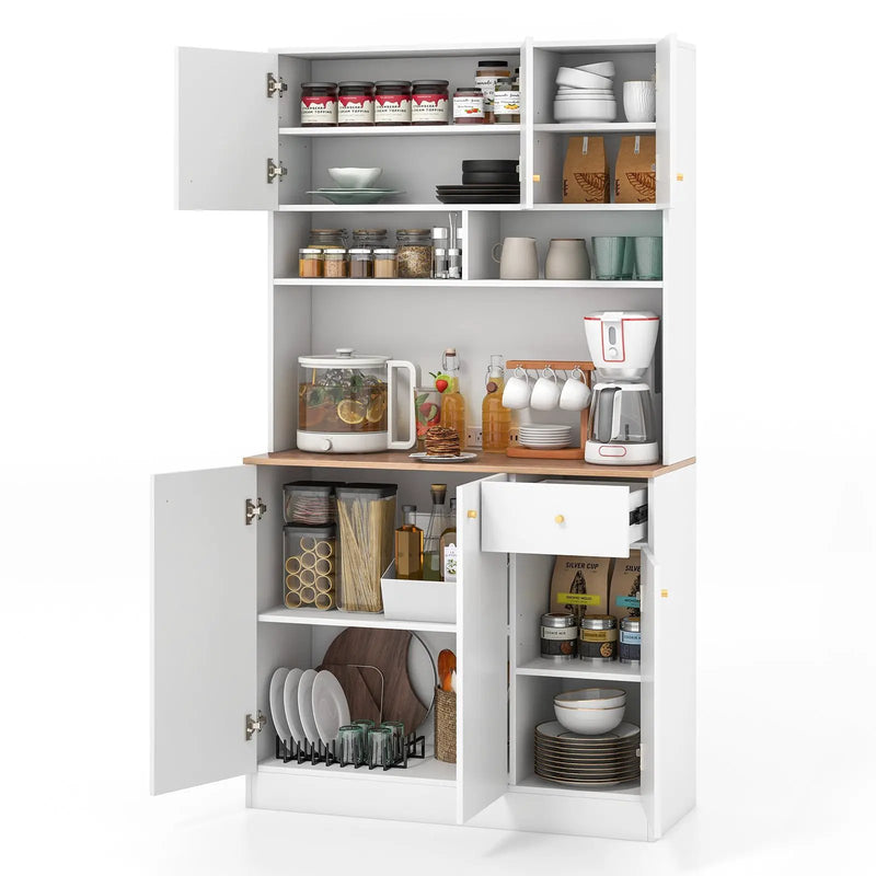 71 Inch Tall Pantry Cabinet with Outlets for Dining Room-White by DirectDeals