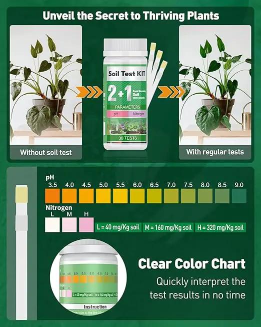 Pawfly 2 in 1 Soil Test Kit for pH & Nitrogen, 30 Strips Soil pH Test Kit, Soil pH Test Strips (3.5-9 Range), Soil Testing Kit for Lawn Garden Indoor & Outdoor by GreenHaven Gardens