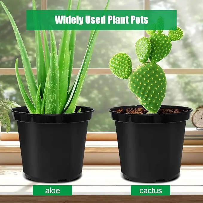 3 Gallon Plastic Nursery Pots, 10 Inch Round Plant Pots with Drainage Holes, 10 Pack Planting Pot for Outdoor Indoor Plants, Black by GreenHaven Gardens