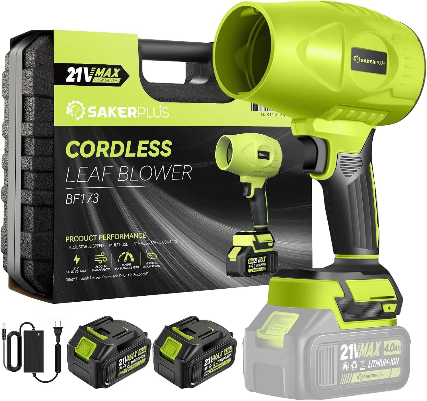 Portable Dust Cleaner, Blower Leaf Blower Cordless, Handheld Blower, Hand Blowers for Lawn Care, Patio Cleaning, 4.0Ah Battery, Charger Included (2 Battery with Storage Case) by GreenHaven Gardens