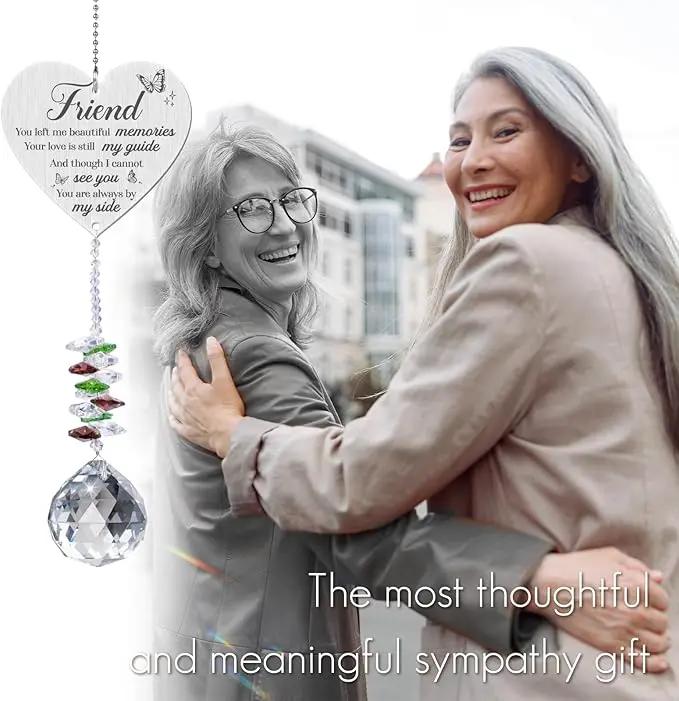 Memorial Crystal Suncatcher,Loss of Best Friend Sympathy Gifts,Friend Memorial Gifts,Hanging Crystals Ornament for Window Rainbow Maker Prisms Home Decor Gift by GreenHaven Gardens