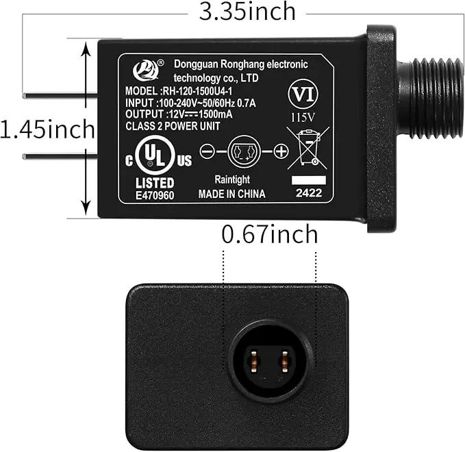 Replacement Yard Inflatable Adapter Power Supply Adaptor - 12V 1.5A 8 Pcs - Inflatable Plug Replacement Class 2 Power Supply - for Christmas Tree Light/Thanksgiving Yard Blow Up Decorations by GreenHaven Gardens