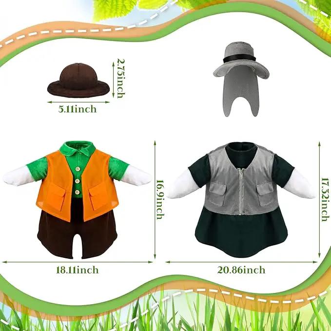 Frienda 2 Set Porch Goose Outfits Clothes 23 Inch Garden Raincoat Flag Bee Fishing Style Goose Costume for Lawn Patio Valentine's Day Decor by GreenHaven Gardens