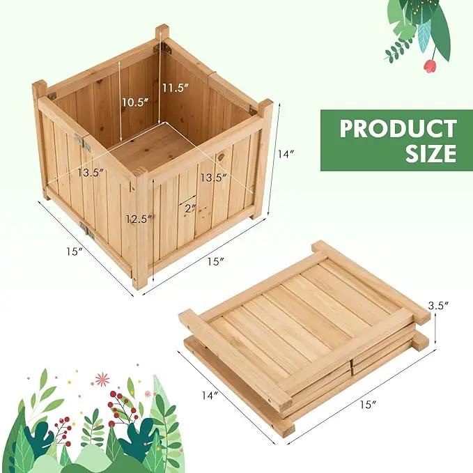 COSTWAY Planter Garden Bed, Folding Planter Box with Drainage Holes for Vegetables, Herbs, Fruits & Flowers, Outdoor Indoor Raised Planting Bed for Patio, Backyard, Lawn, 15" L x 15" W x 14" H by GreenHaven Gardens