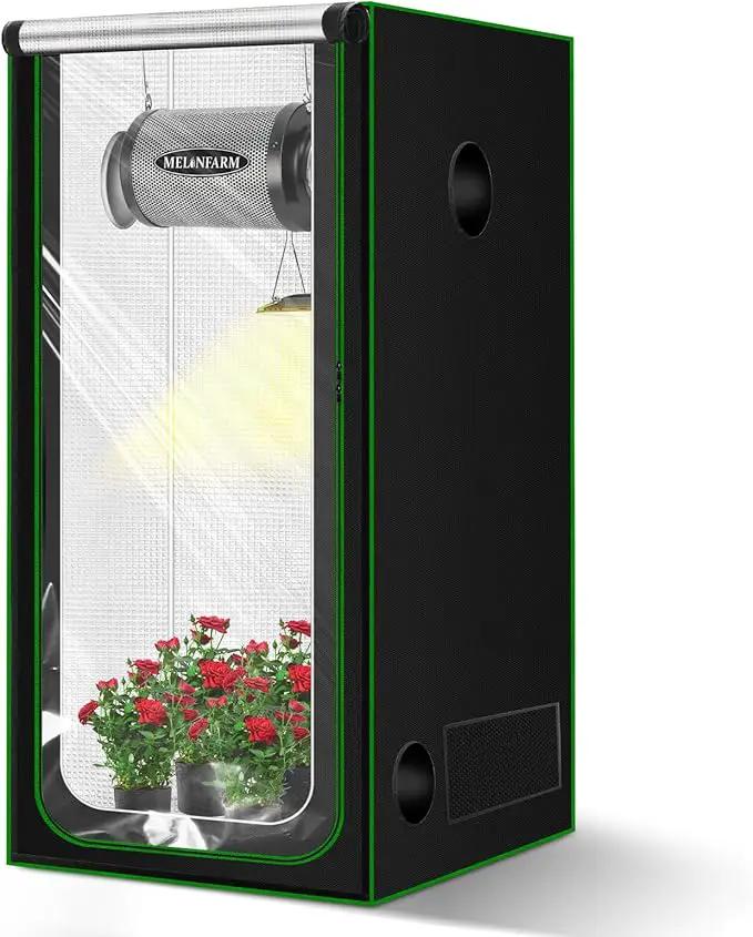 MELONFARM 3x3 Grow Tent, 34"x34"x72" Grow Tent, Double Transparent Viewing Door Indoor Grow Tent, Growing Tent with High Reflective Mylar & Floor Tray, Plant Tent for Indoor Hydroponics Growing by GreenHaven Gardens