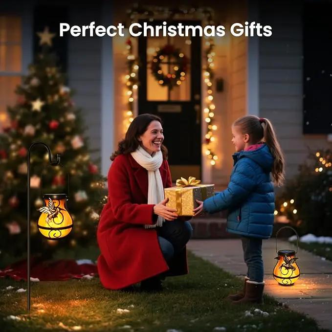 Solar Lights Outdoor Decorative, Hummingbird Flickering Flame Lantern Waterproof, Garden Decor Hanging Lights for Outside Patio Pathway Yard, Christmas Birthday Gifts, 2 Pack by GreenHaven Gardens